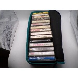 Vintage Country Music Cassette Tape Lot 15 Tapes Patsy Cline Case Logic Holder